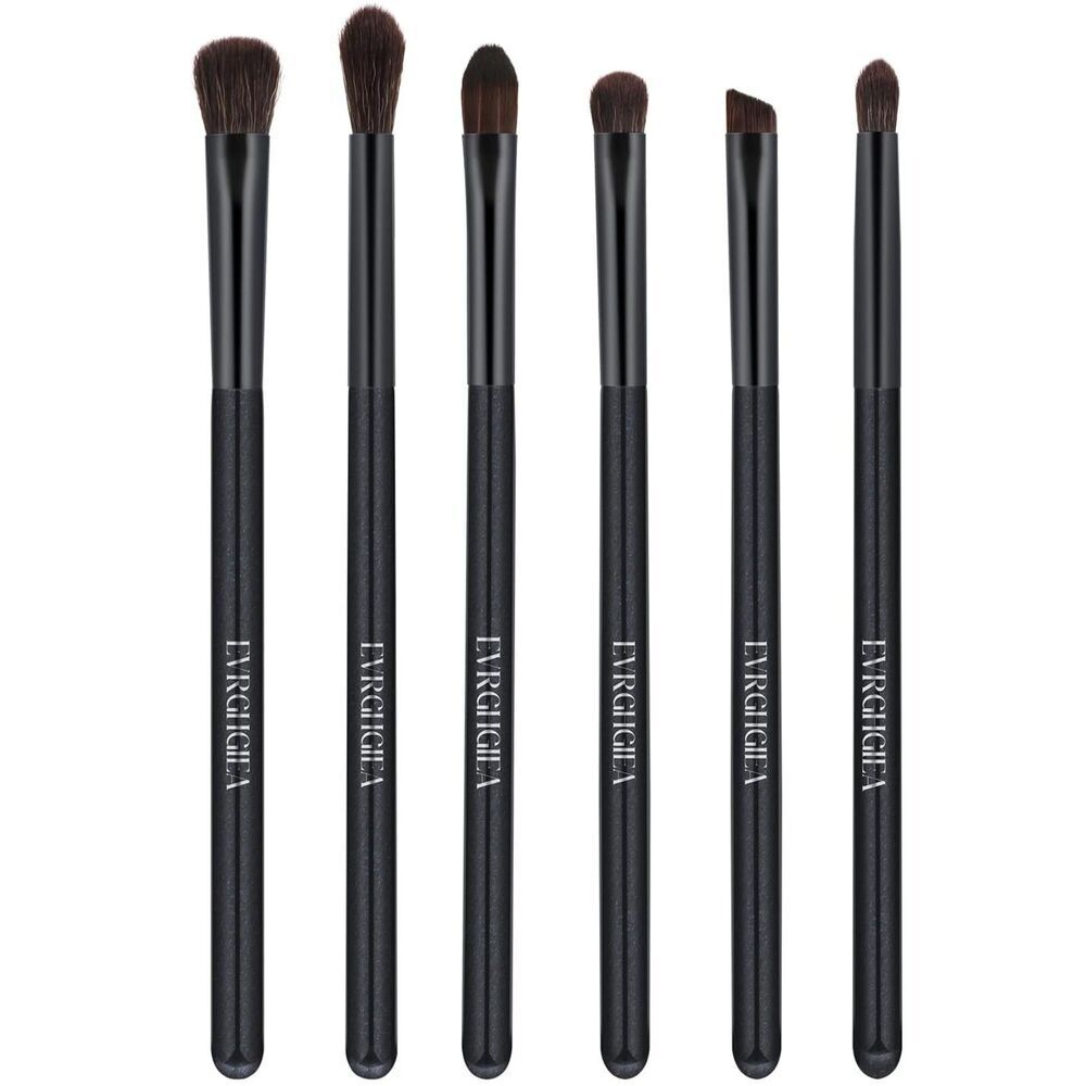 6 Pcs Black Professional Blending Soft Hairs Eye Makeup Brush Set & Wood Handle
